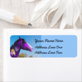 Paarse Verf Paard Oorlog pony Retouradreslabels Etiket (Insitu)