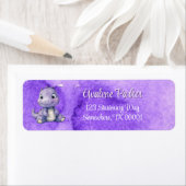 Paarse Verf Schattigee Dinosaurus Meisje Baby show Etiket (Insitu)