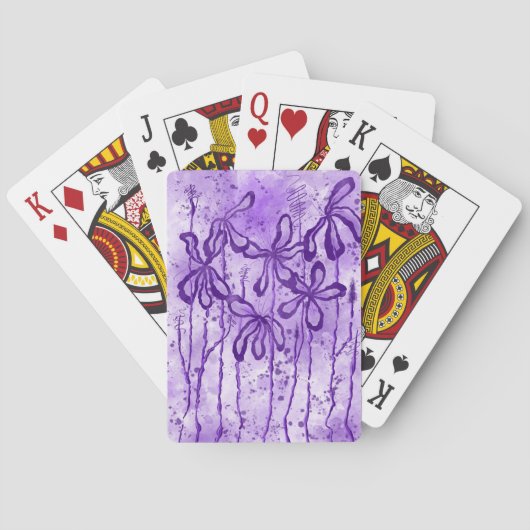 Paarse Verf Splatter & Lelies Pokerkaarten (Achterkant)