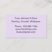 Paarse verfmonsters visitekaartje (Achterkant)