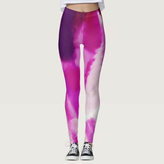Paarse verfspatten leggings (Voorkant)