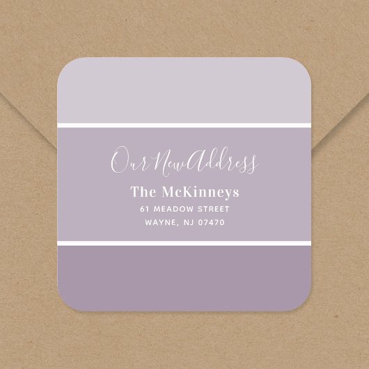 Paarse verfstaal Nieuw adres Vierkante Sticker