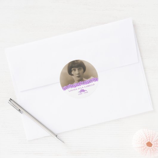 Paarse vergeet-me-niet hart gedenkgewoonte ronde sticker (Envelop)