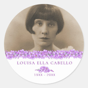 Paarse vergeet-me-niet-hartgedenkdouane ronde sticker