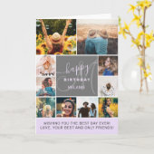 Paarse verjaardag 10 foto collage grid monogram kaart (Gele Bloem)
