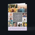 Paarse verjaardag 10 foto collage grid monogram kaart<br><div class="desc">Moderne eenvoudige verjaardagspastel paarse lavendel 10 foto collage raster met paarse en grijze bewerkbare kleuren en moderne typografie,  voeg uw monogram.</div>