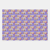 Paarse Verjaardag Fotocollage Custom Inpakpapier Vel (Voorkant)