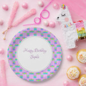 Paarse verjaardag gepersonaliseerd papieren bordje (Feest)