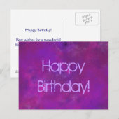 Paarse verjaardag met bericht briefkaart (Voorkant / Achterkant)