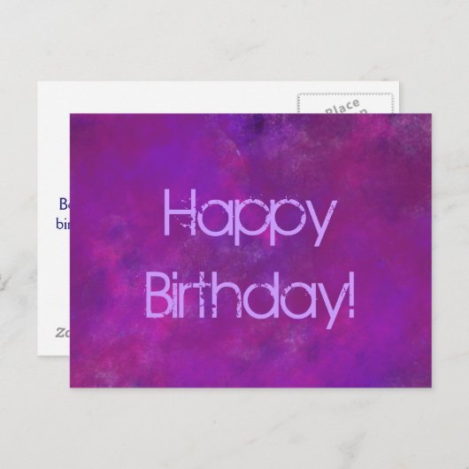 Paarse verjaardag met bericht briefkaart (Voorkant / Achterkant)