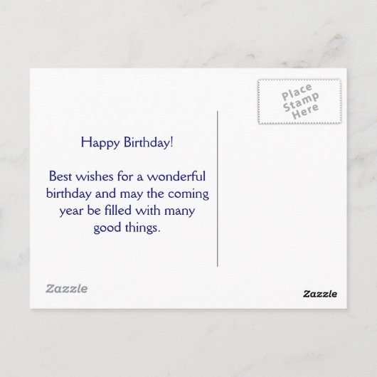 Paarse verjaardag met bericht briefkaart (Achterkant)