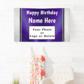 Paarse verjaardagsbanner met uw foto en naam spandoek (Insitu)