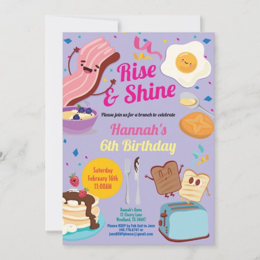 Paarse verjaardagsbrunch. Stijgen en schitteren Kaart (Voorkant)