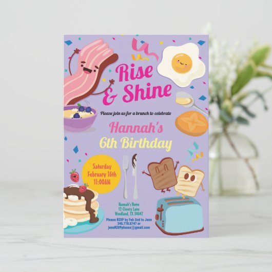 Paarse verjaardagsbrunch. Stijgen en schitteren Kaart (Staand voorkant)