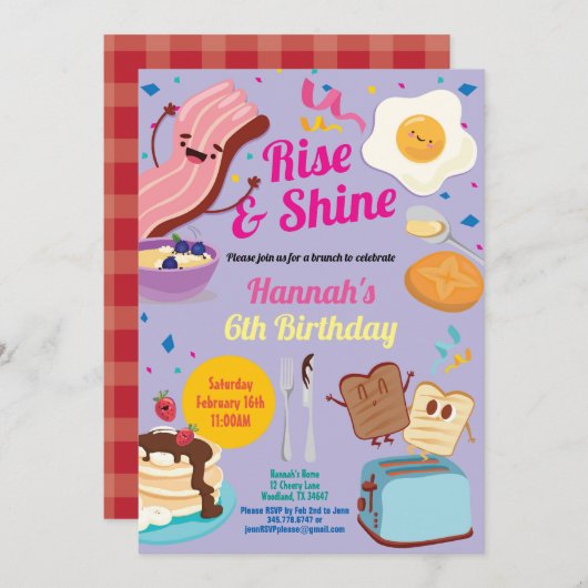 Paarse verjaardagsbrunch. Stijgen en schitteren Kaart (Voorkant / Achterkant)