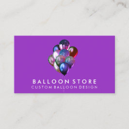 Paarse verjaardagsfeest decoratie glitter ballonne visitekaartje