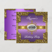 Paarse verjaardagsfeest Glamour Hot Invitation Kaart (Voorkant / Achterkant)