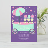 Paarse verjaardagsfeestconfetti ijskraam (Staand voorkant)