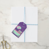 Paarse verjaardagsfeestconfetti ijskraam cadeaulabel (Met Touw)