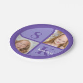 Paarse verjaardagsfeestfoto gepersonaliseerd papieren bordje (Gekanteld)