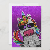 Paarse Verjaardagsfeestje Regenboog Glitter Eenhoo Kaart (Voorkant)