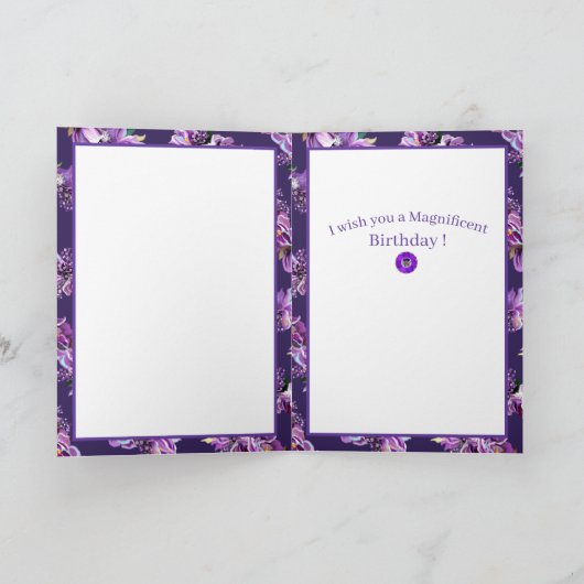Paarse verjaardagskaart bedankkaart (Binnen)