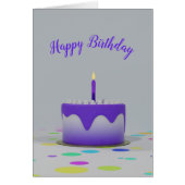 Paarse verjaardagstaart Kaart (Voorkant)