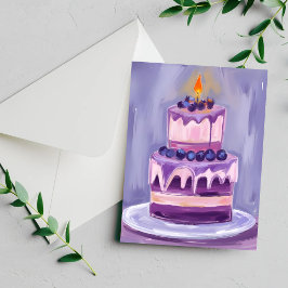 Paarse verjaardagstaart | Watercolor verjaardagska