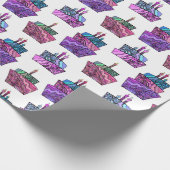 Paarse verjaardagstaarten cadeaupapier (Hoek)