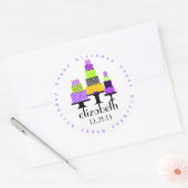 Paarse verjaardagstaarten Happy Birthday Ronde Sticker (Envelop)