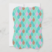 Paarse verjaardagsuitnodiging voor Mermaid Party Kaart (Achterkant)