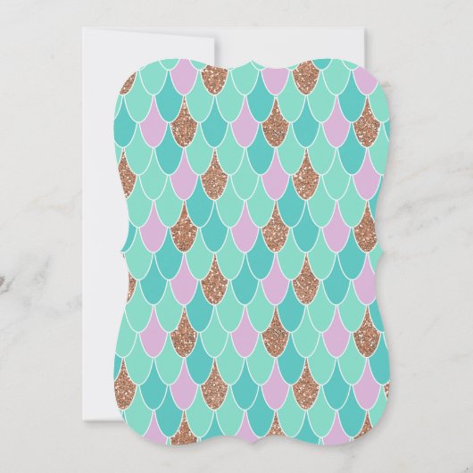 Paarse verjaardagsuitnodiging voor Mermaid Party Kaart (Achterkant)