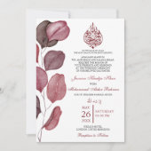 Paarse verlaat minimalistische moslimbruiloft Nika Kaart (Voorkant)