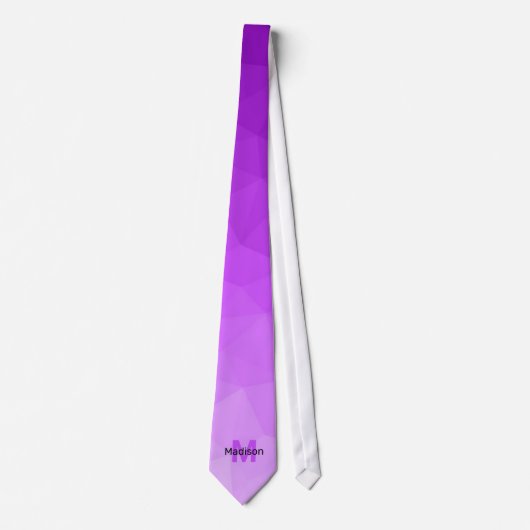 Paarse verloop geometrie mesh patroon Monogram Stropdas (Voorkant)