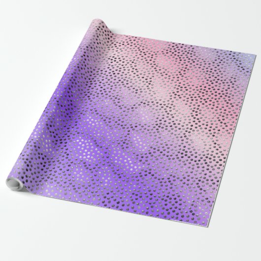PAARSE VERLOOP POLKA STIPPEN TRENDY PATROON CADEAUPAPIER (Uitgerold)