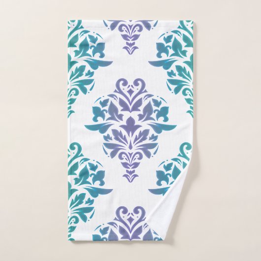 Paarse verloopdampingsset met turquoise bad handdoek (Handdoek)