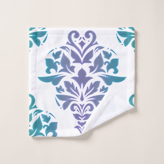 Paarse verloopdampingsset met turquoise bad handdoek (Wasdoekje)