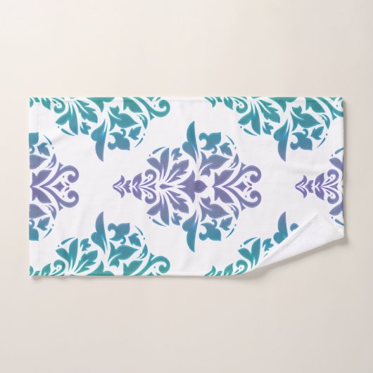 Paarse verloopdampingsset met turquoise bad handdoek (Handdoek)