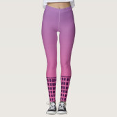 Paarse Verlopen Retro Raster Leggings (Voorkant)