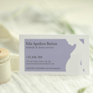 Paarse verloskundige Doula Zwangere vrouw SILHOUET Visitekaartje