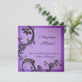 Paarse verloving ter gelegenheid van de zwarte bru kaart (Staand voorkant)