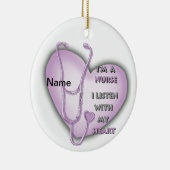 Paarse Verpleegkundige Hart aangepaste verpleegkun Keramisch Ornament (Rechts)