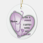 Paarse Verpleegkundige Hart aangepaste verpleegkun Keramisch Ornament (Links)