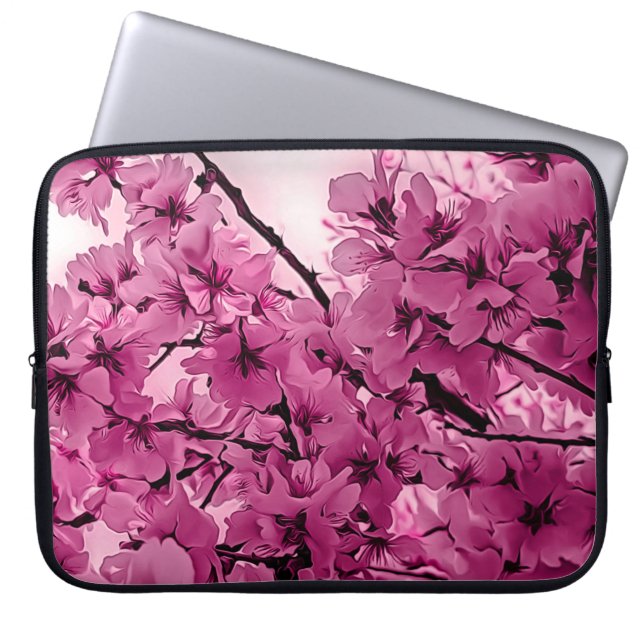 Paarse vertakkingen voor sierkersen, gestileerd laptop sleeve (Voorkant)