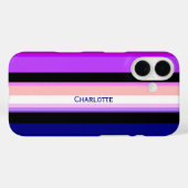 Paarse verticale, meerkleurige strepen Case-Mate iPhone case (Achterkant (horizontaal))