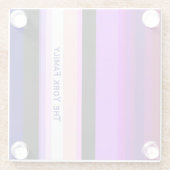 Paarse verticale, meerkleurige strepen glazen onderzetter (Achterkant)