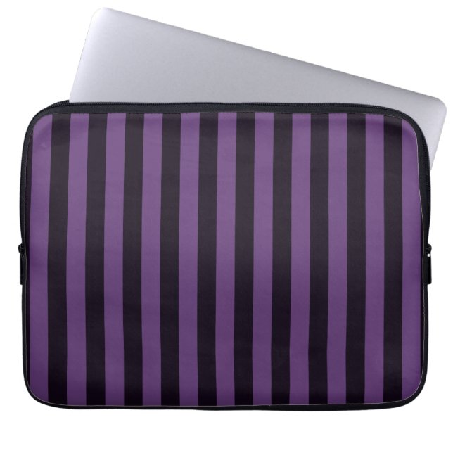 Paarse verticale strepesdeklaag laptop sleeve (Voorkant)