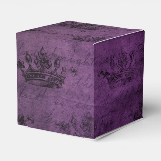 Paarse vervaagde vintage kalligrafie bedankdoosjes (Achterkant)