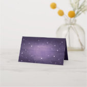Paarse  vervette sterren Halloween gevouwen Plaatskaartje (Voorkant)