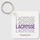 Paarse verweerde lacrosse woord sleutelhanger (Voorkant)